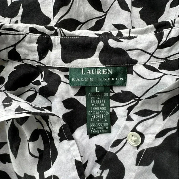 LAUREN RALPH LAUREN | WOMEN’S TUNIC TOP | BLACK WHITE FLORAL | SIZE: LARGE - Picture 10 of 11